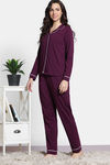Zivame Winter Whispers Knit Cotton Pyjama Set - Pickled Beet — thumbnail 3